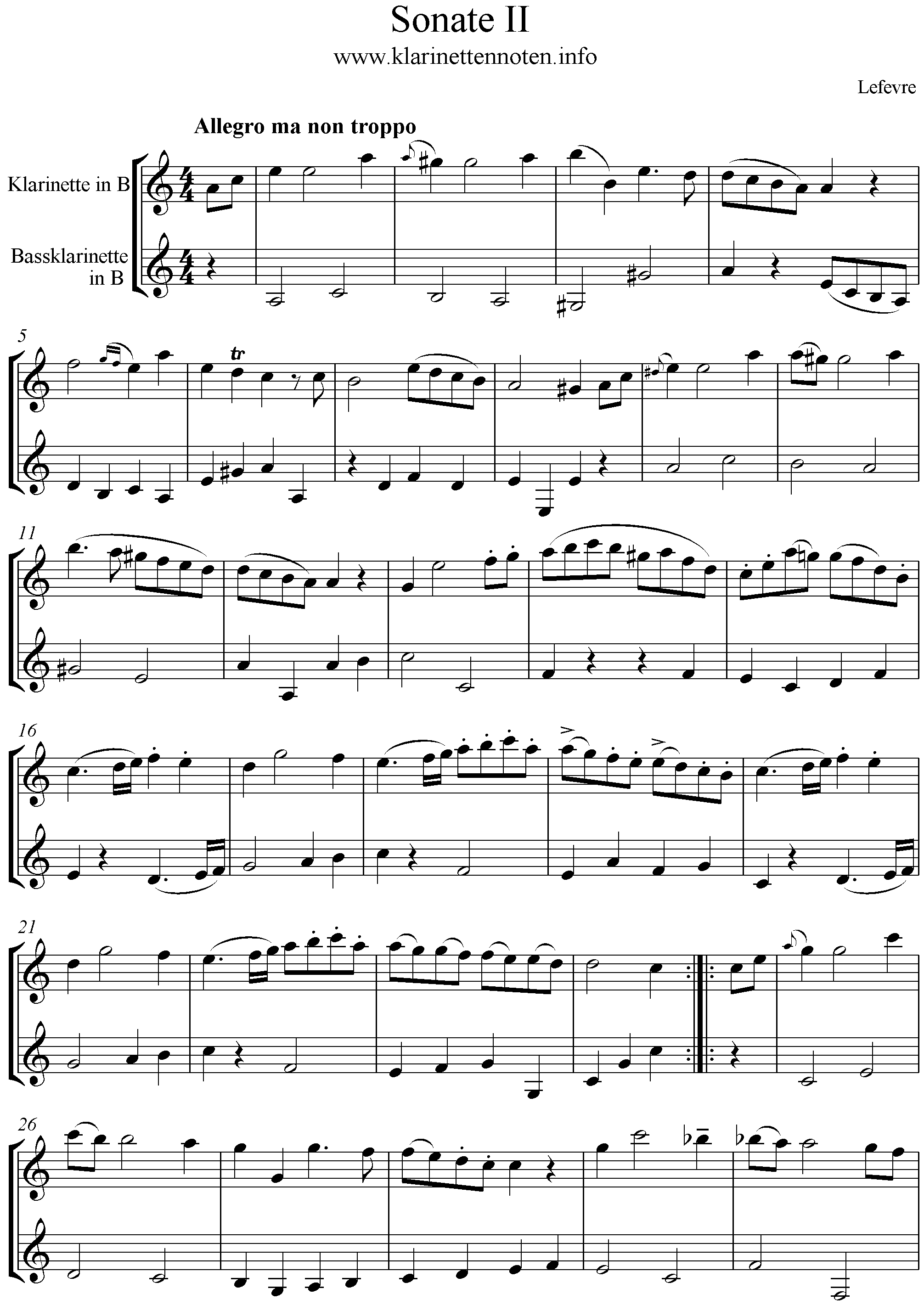 Lefevre Sonata II - Clarinet Duo